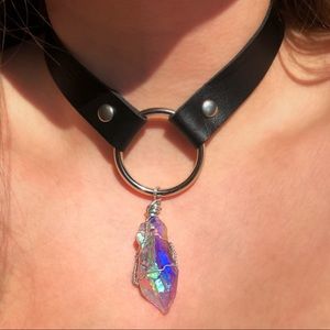 Angel Aura Amethyst Wire Wrapped Crystal Choker